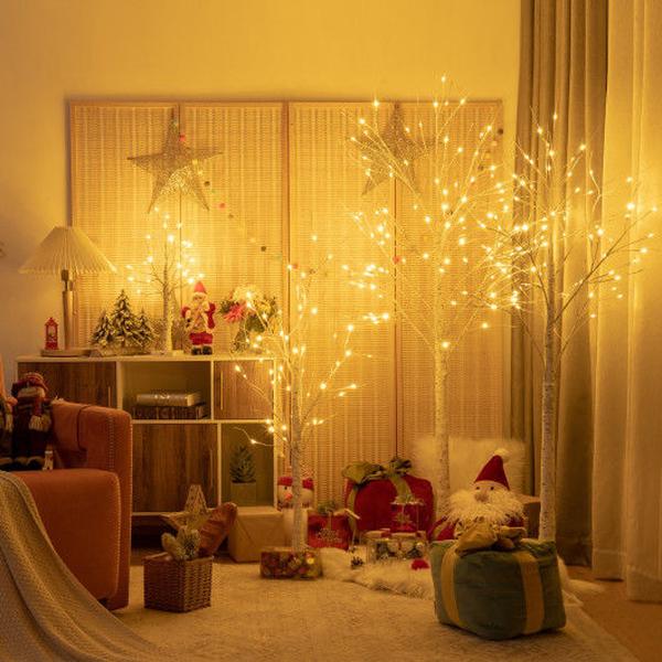4 ft. Christmas Decoration Birch Tree with Lights