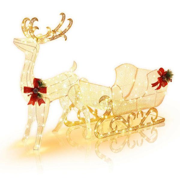 6 ft. Christmas Reindeer & Sleigh Decoration with Lights
