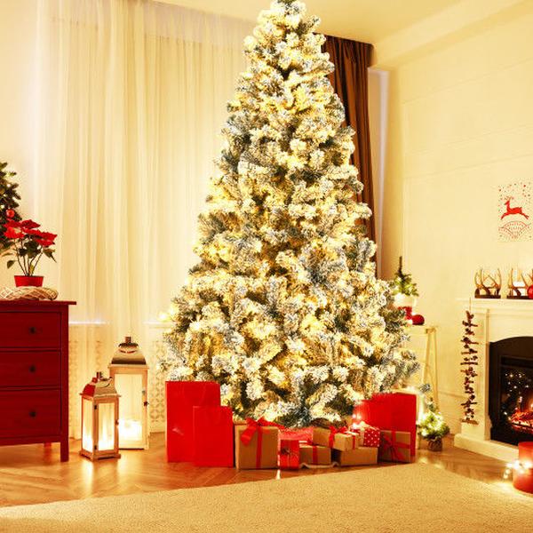 9 ft. Christmas Tree with Pre-Lit Snow Flocked