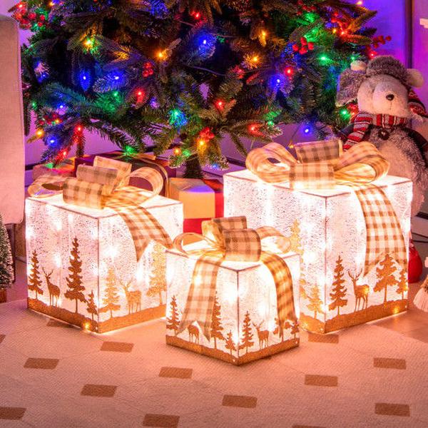 Christmas Gift Box with Lights - 3 Piece