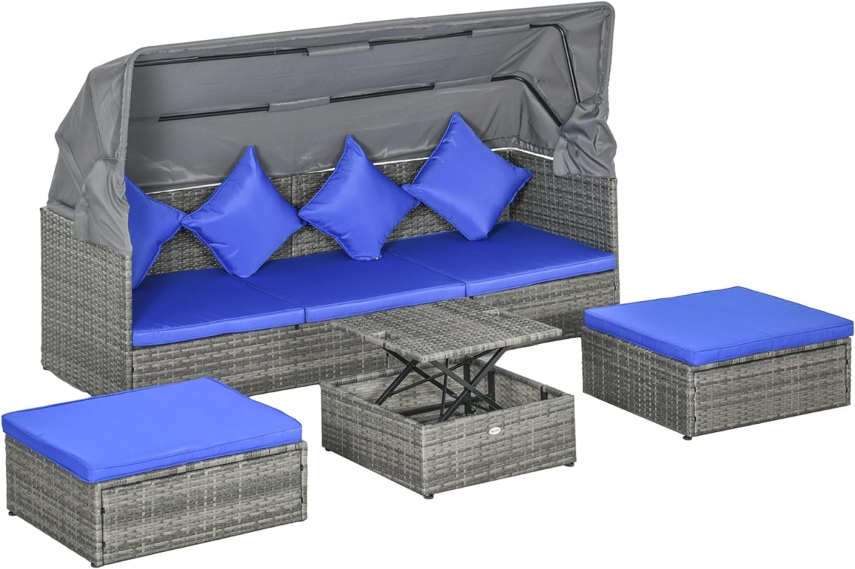 CB24253 Outdoor Rattan Sofa Set with Canopy