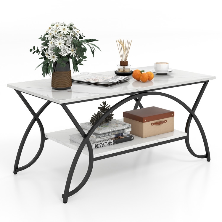 CB24266 Living Room Faux Marble Top Coffee Table