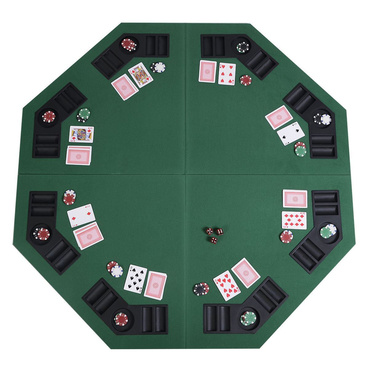 Picture of Online Gym Shop CB16978 0.6 x 48 x 48 in. Poker Table Top with Carrying Case 8 Player Octagon Folding - 48 in.