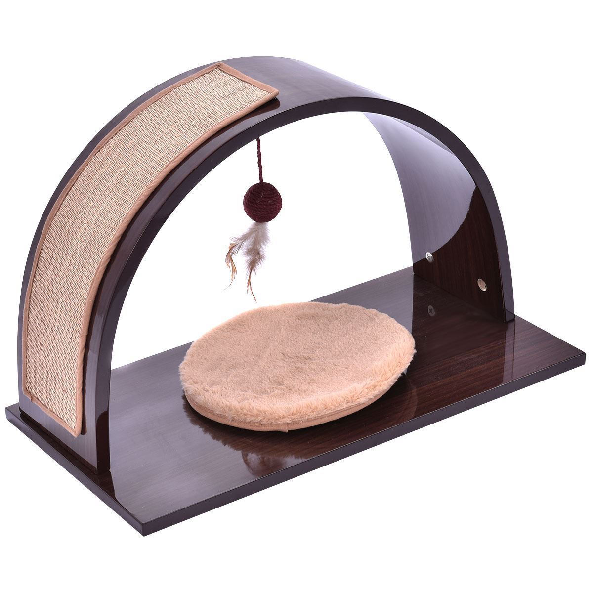 Picture of Online Gym Shop CB17025 13.4 x 11.8 x 20.9 in. Pet Cat Dog Climber Home Furniture Mat Pad Wood with Cushion & Play Toy