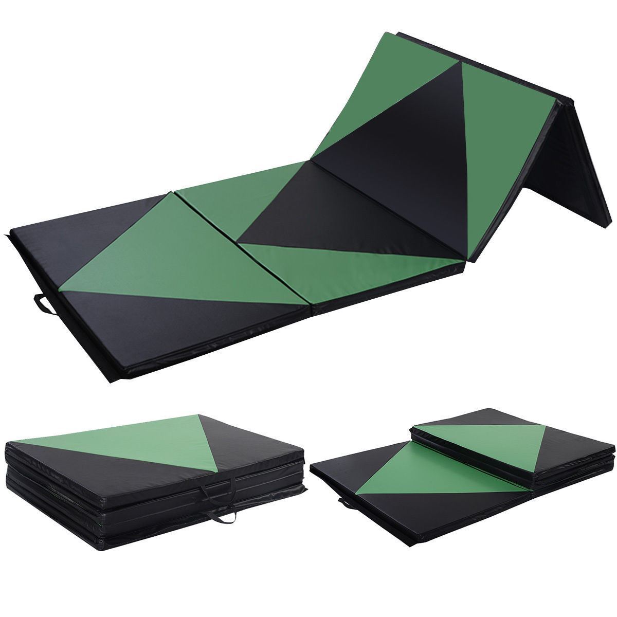 Picture of  CB17014 4 x 10 ft. x 2 in. Gymnastics Tumbling & Martial Arts Folding Mat&#44; Green & Black