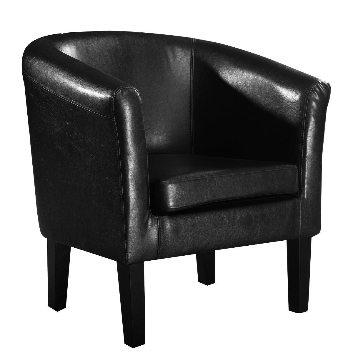 Picture of  CB16986 Modern PU Leather Tub Barrel Arm Chair Seat with Cushion Black