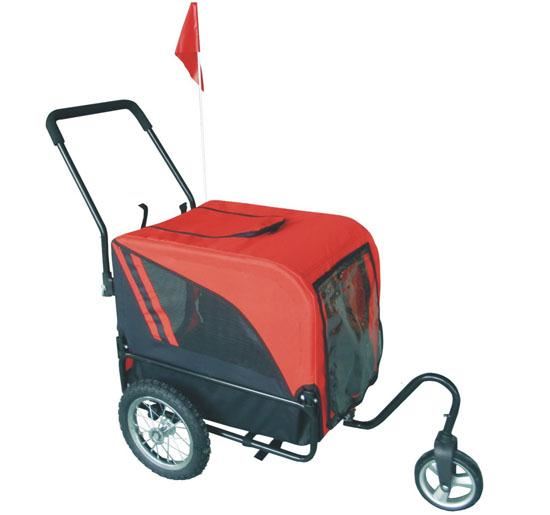 Picture of Online Gym Shop CB15807 Elite-Jr Dog Pet Bike Trailer & Stroller with Swivel Wheel, Red & Black
