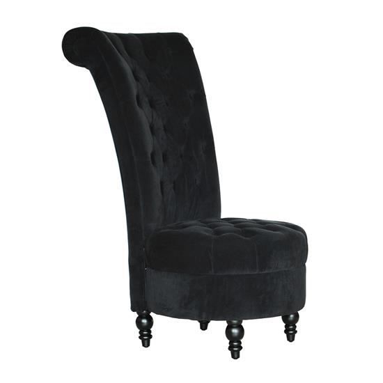 Picture of Online Gym Shop CB16330 Tufted High Back Velvet Accent Chair, Black - 45 in.