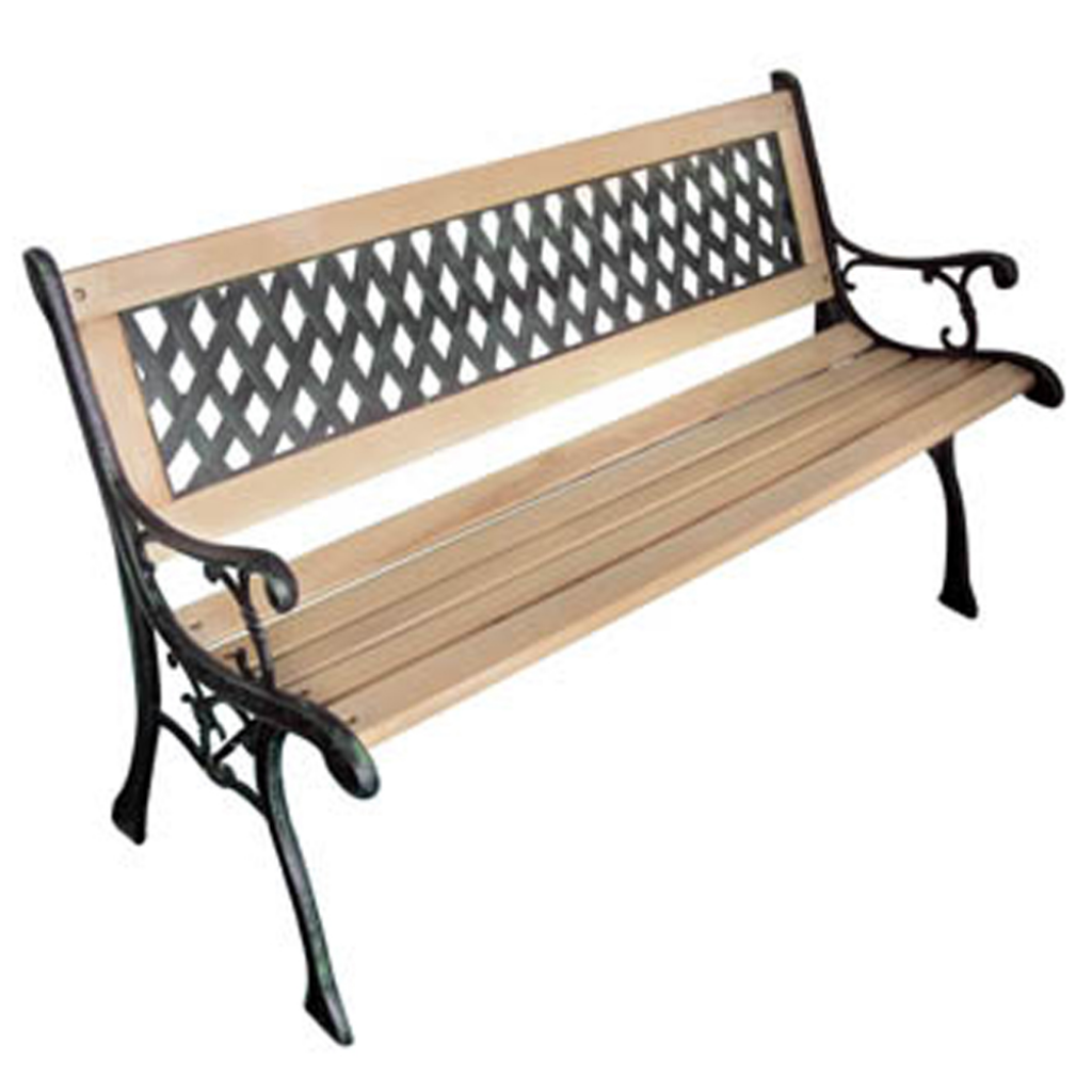 Outdoor Patio Bench with Diamond-Patterned Backrest Nostalgic