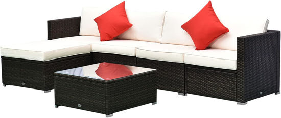 Outdoor Rattan Garden Wicker Sofa Sectional Patio Furniture Set - 6 Piece -  Convenience Concepts, HI2478314