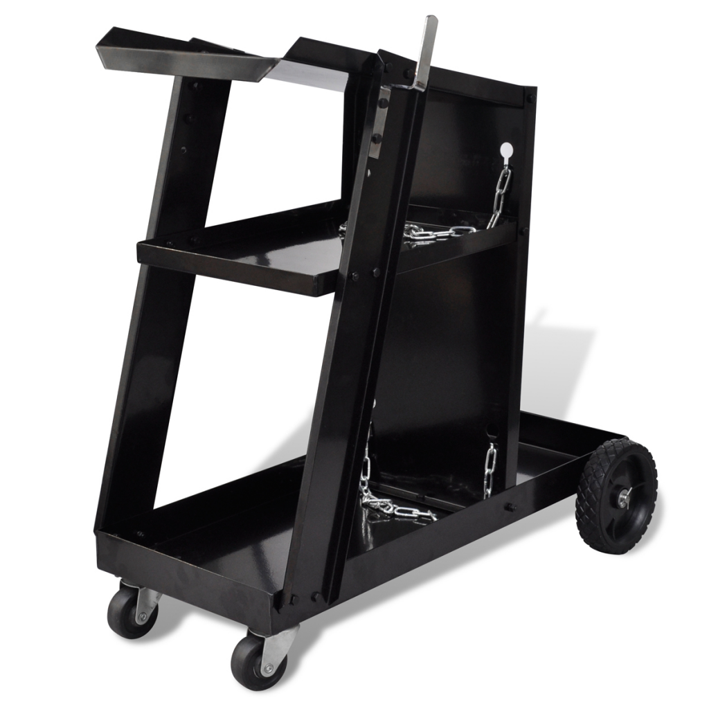 Workshop Welding Cart Organizer with 3 Shelves - Black