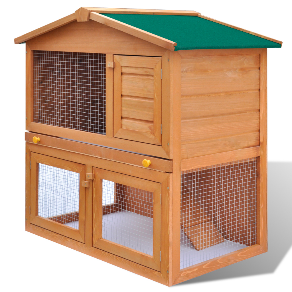 Picture of Online Gym Shop CB17593 Outdoor Rabbit Hutch Small Animal House Pet Cage 3 Doors Wood
