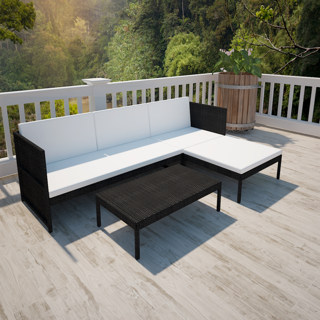 Picture of  CB18688 Outdoor Furniture 3-Seat Sofa Lounge Set Rattan Wicker - Black