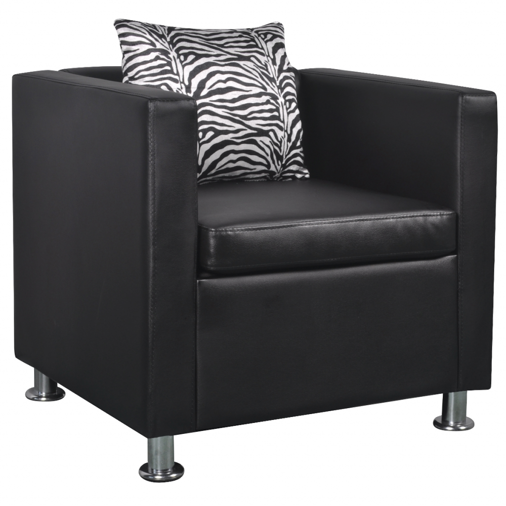 Picture of  CB18382 Cube Armchair with Pillow Artificial Leather - Black