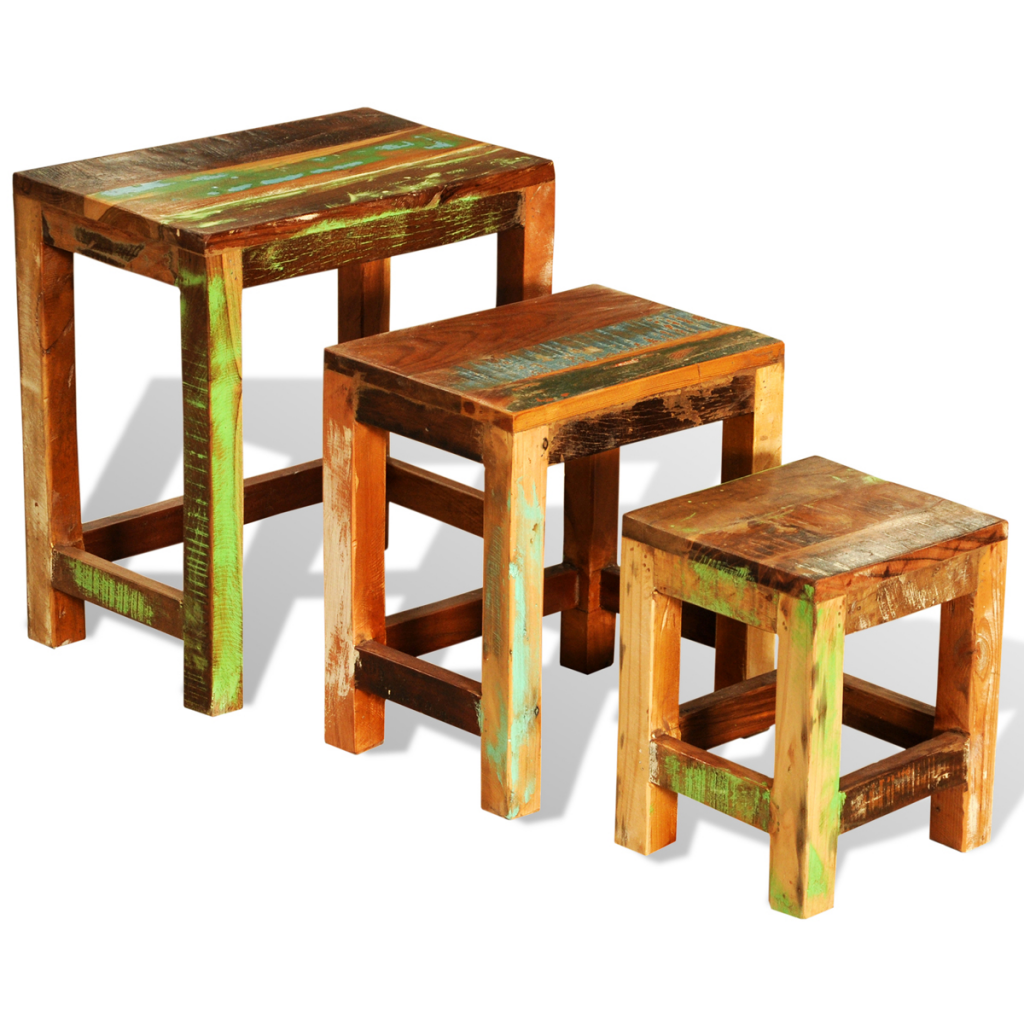 Picture of  CB17986 Vintage Antique-Style Nesting Tables&#44; Reclaimed Wood - Set of 3