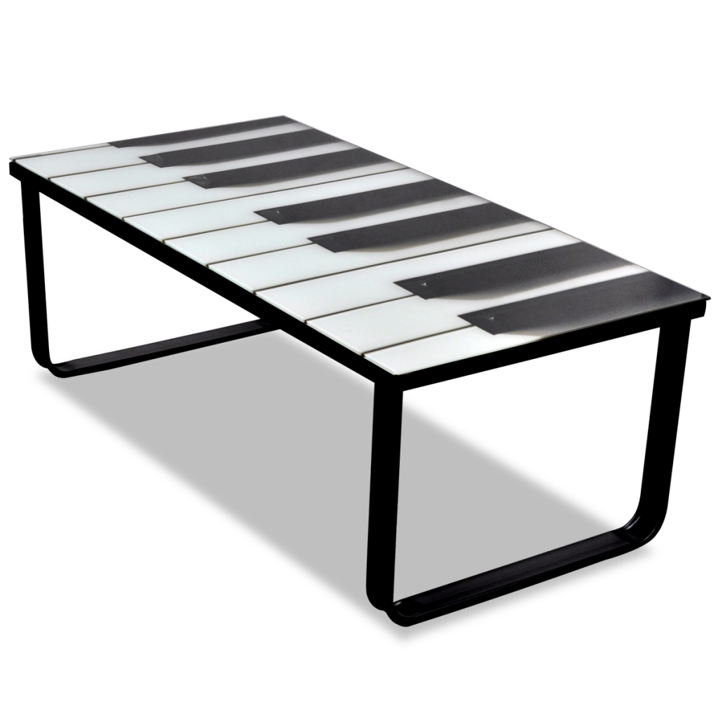 Picture of  CB19389 Glass Coffee Table with Piano Printing