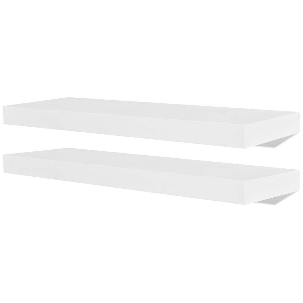 Picture of  CB19465 2 White MDF Floating Wall Display Shelves Book & DVD Storage