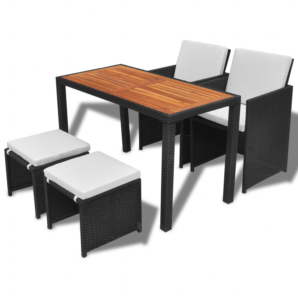Picture of  CB19254 11 Piece Outdoor Poly Rattan Acacia Wood Dining Set - Black