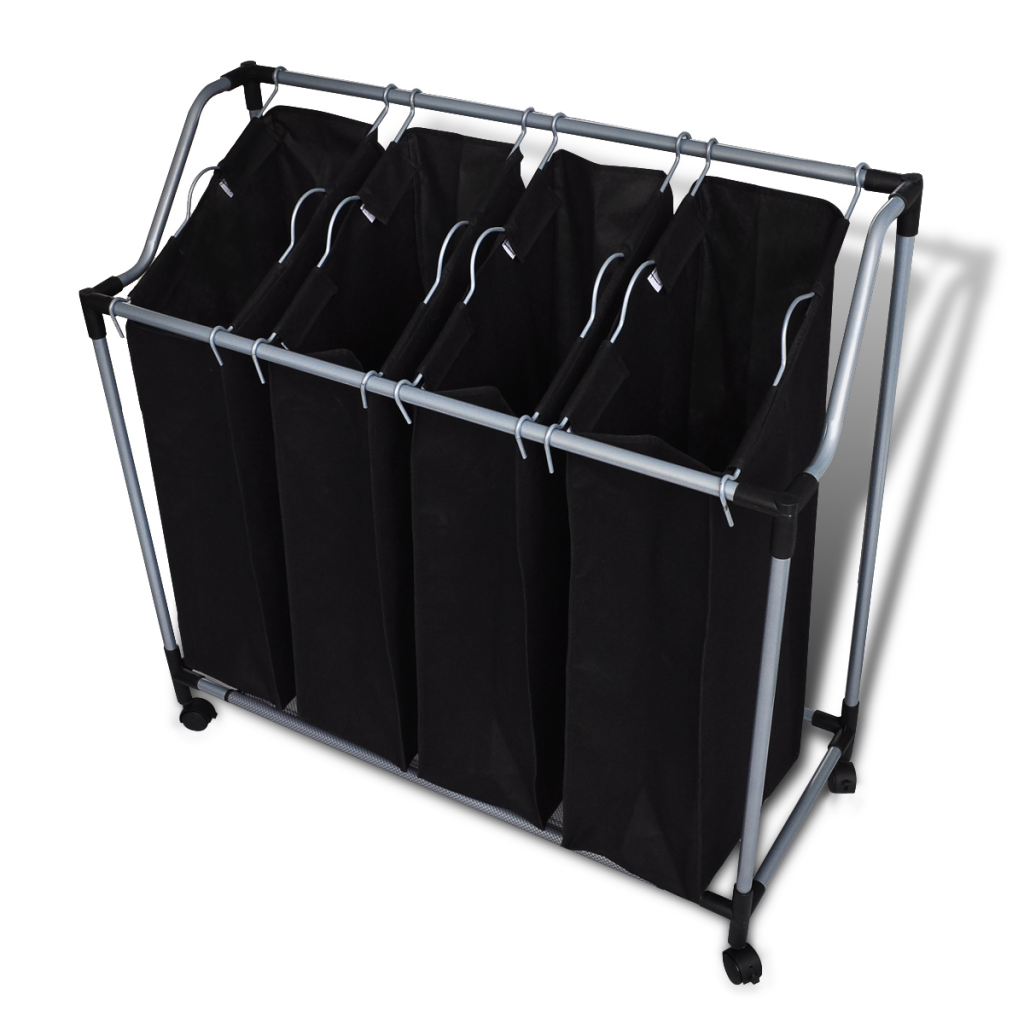 Laundry Sorter with 4 Bags - Black & Gray