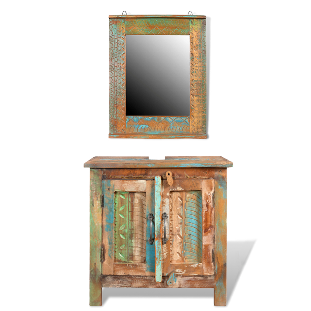 Picture of  CB17991 Bathroom Vanity Cabinet Set with Mirror - Reclaimed Solid Wood