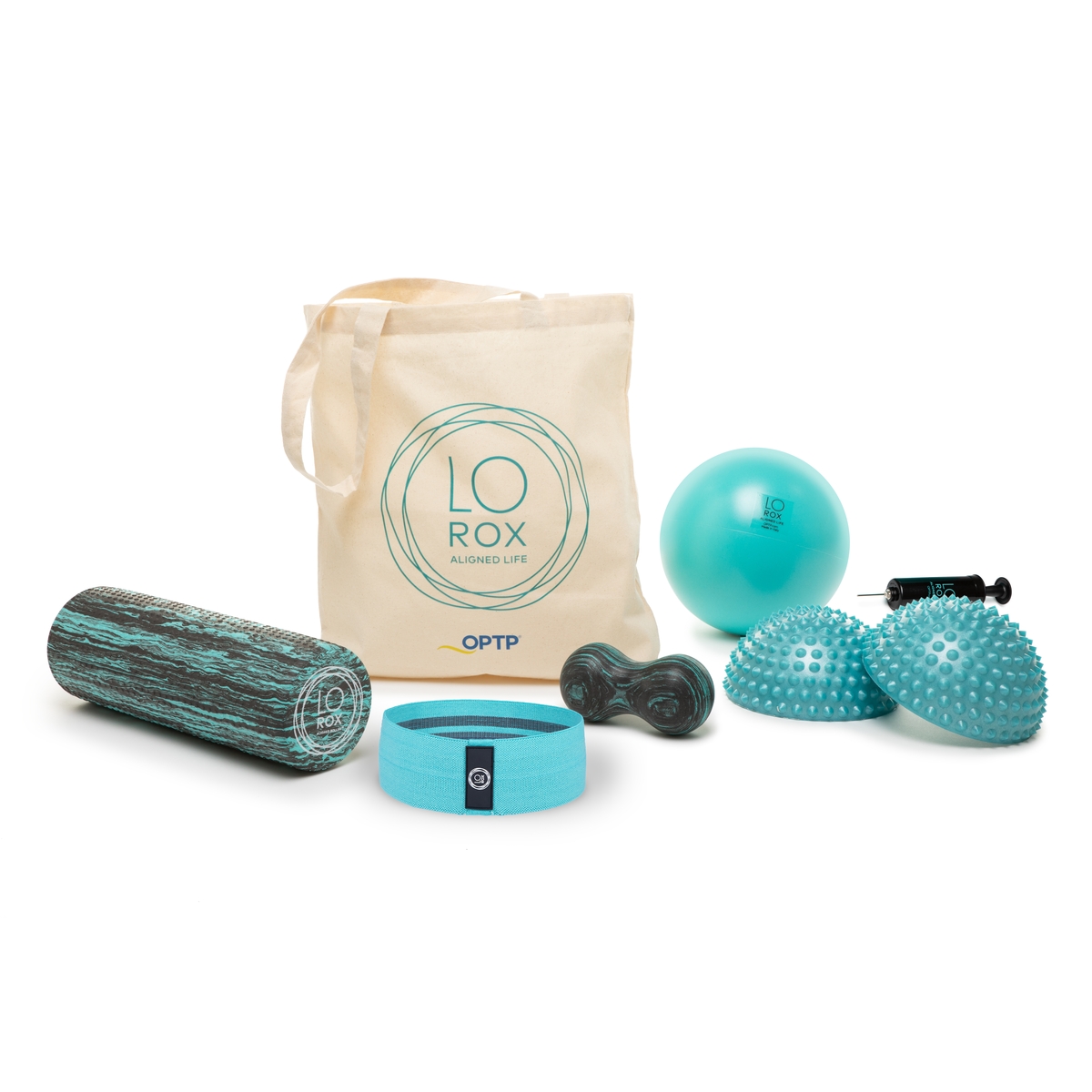 Picture of OPTP LOROXTVL LO ROX Travel Bag with Travel-size Roller&#44; Mini Infinity Roll&#44; Aligned Domes & Body Sphere