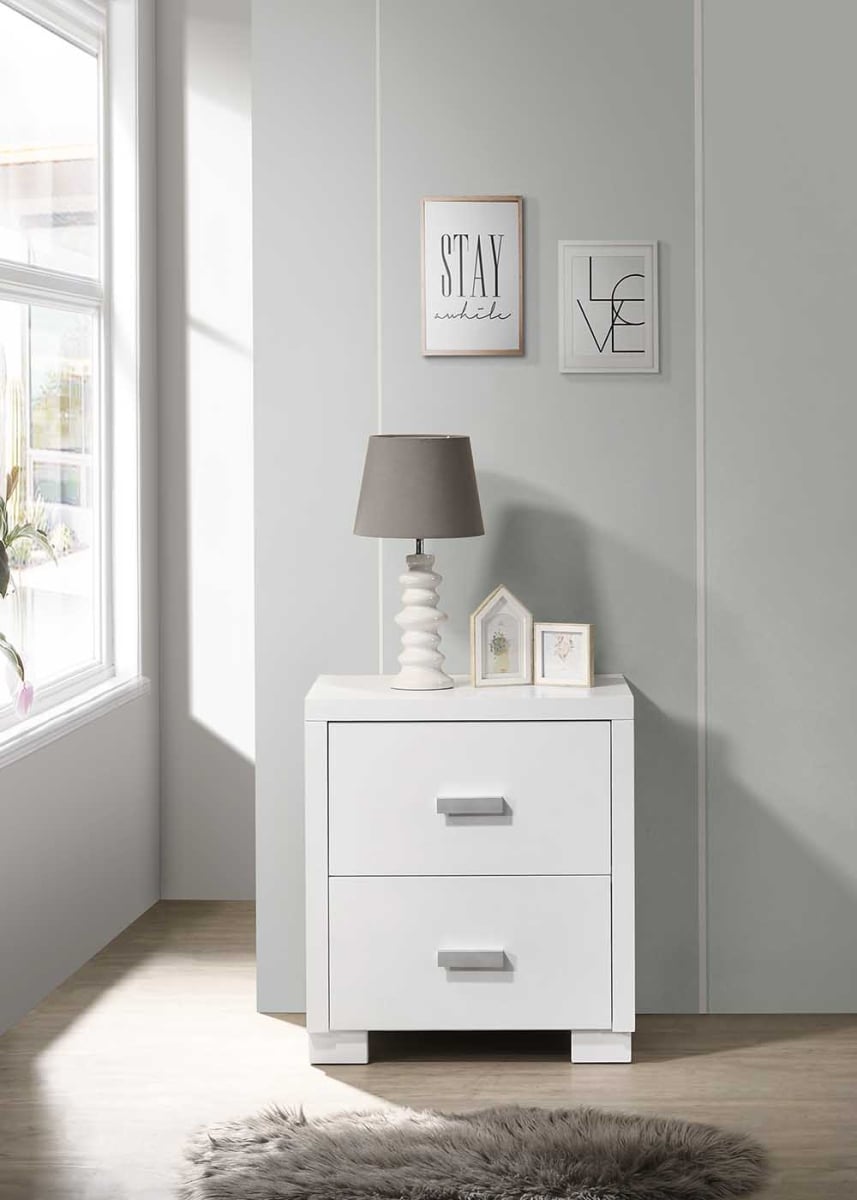 3002W  Two Drawers Nightstand - White