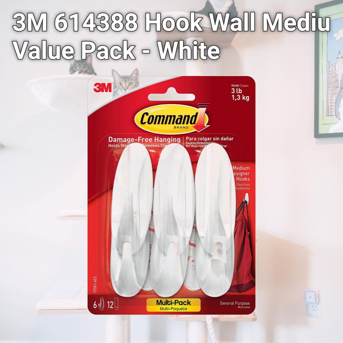 Picture of 3M 614388 Hook Wall Mediu Value Pack - White
