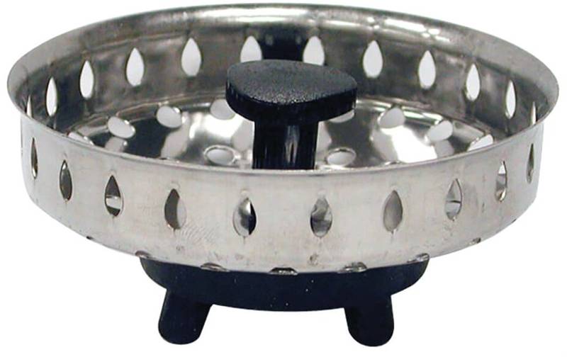 Universal Basket Strainer with Rubber Stopper - Stainless Steel - Chrome Plated