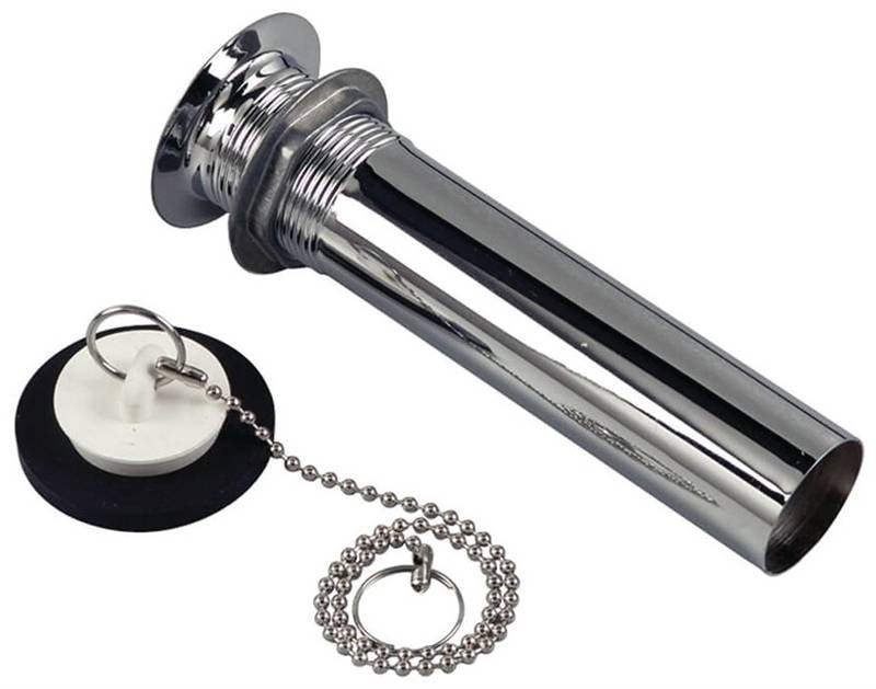 5 in. Style Basin Drain with Stopper for Use with Lavatories, Steel, Chrome Plated