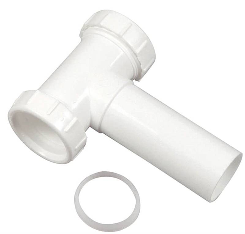 Slip Joint Center Outlet Tee - White - 1.5 in.