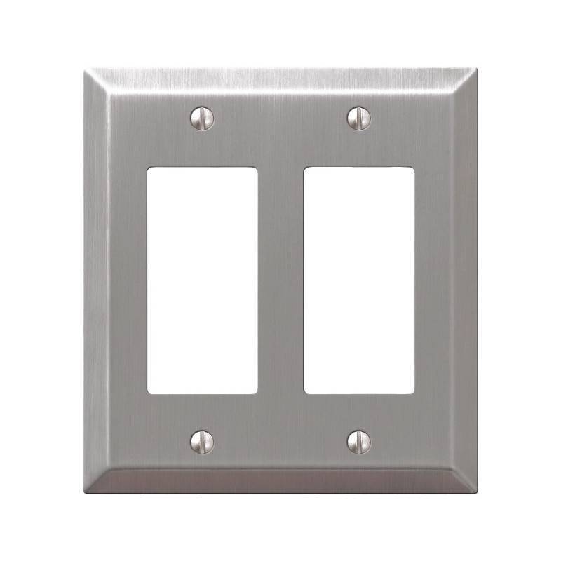 Picture of American Tack & Hardware 5538640 Century 2-Rocker Wall Plate, 2 Gang, Brushed Nickel