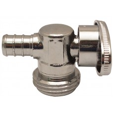 Valves ApolloPEX Garden Hose Valve, 12 x 34 in, Barb x MGHT, 200 psi Pressure, Brass Body, Chrome