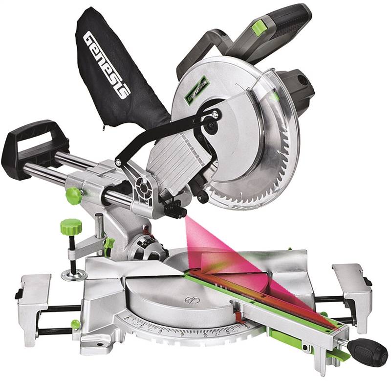 Miter Saw, 3 x 12 in at 0 x 90 deg, 3 x 8-1/4 in at 45 x 90 deg Cutting, 10 in Dia Blade