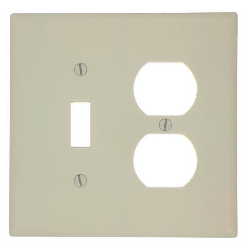 Duplex Device Combination Wallplate, Midway Size - Ivory