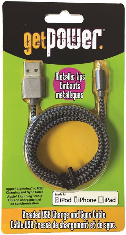 GetPower 3 ft. L Lightning Cable 1 pk