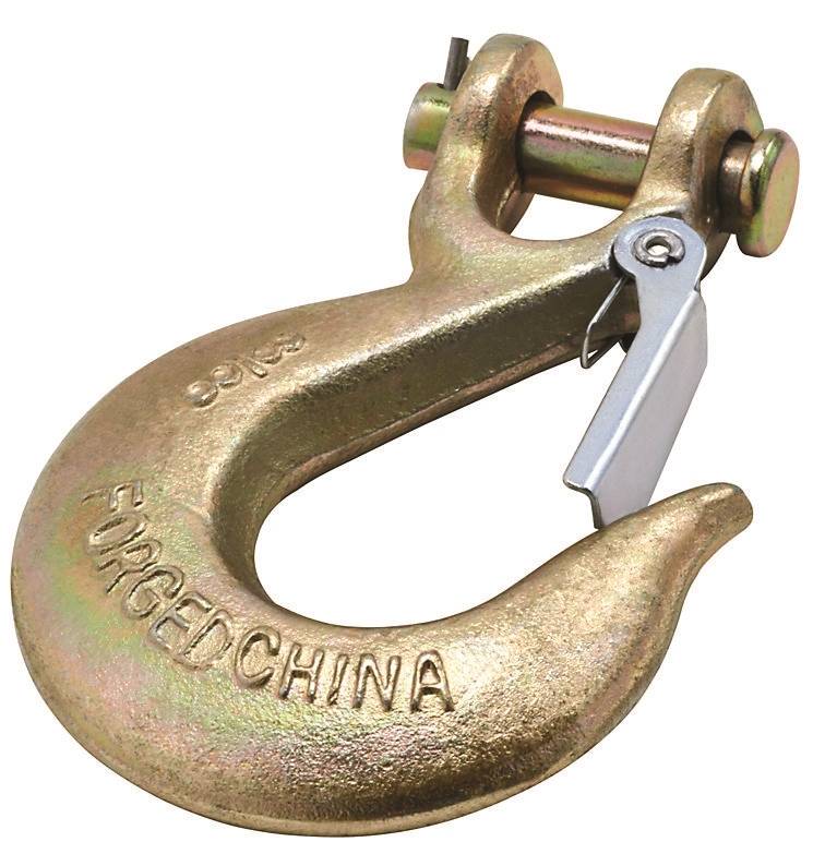 3256BC Series Clevis Slip Hook with Latch, 3/8 in, 6600 lb Working Load, Steel, Yellow Chrome