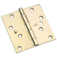 Square Corner Door Hinge - Polished Brass - 4 in. - Security Feature