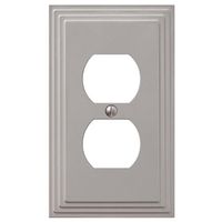 Picture of American Tack & Hardware 2724649 1-Duplex Outlet Satin Nickel Wall Plate&#44; Silver