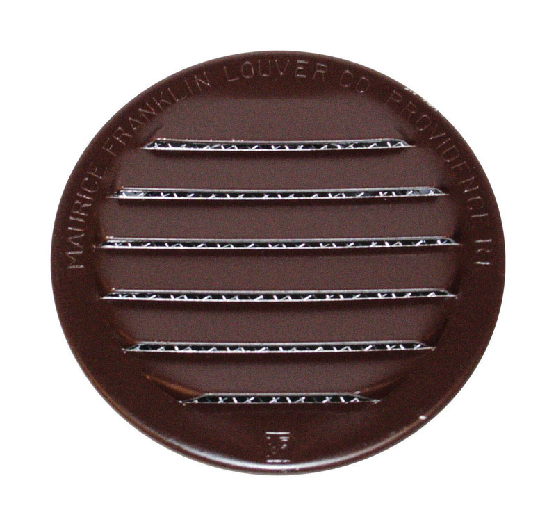6 in. Louver with Screen Aluminum Round, Brown - 0.09