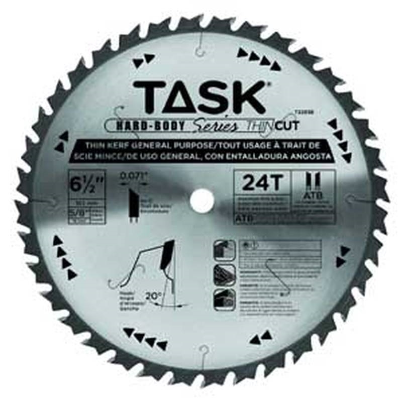 Picture of Task Tools 236687 6.5 in. Circular Saw Blade&#44; C2 Carbide Cutting Edge - 24-TPI