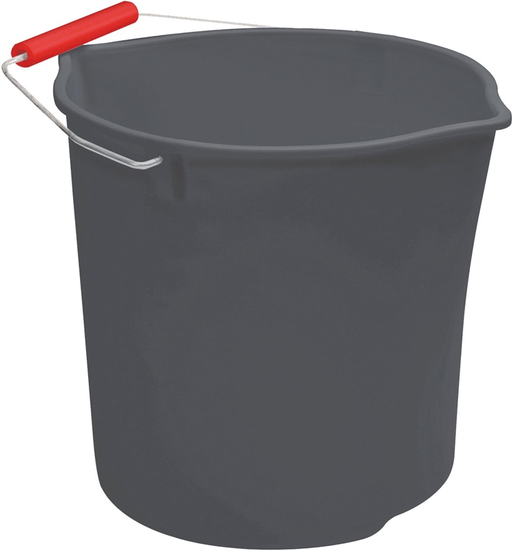 113506 11 qt. Plastic Bucket - Gray & Red