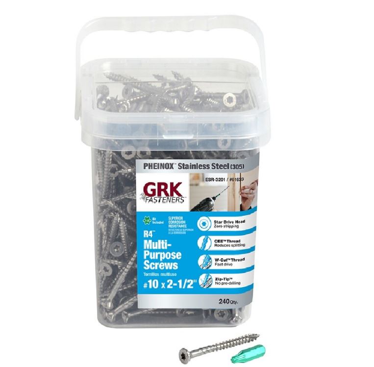 Framing and Decking Screw, #10 Thread x 2-1/2" L, W-Cut Thread, Flat Head, Star Drive, 240PK