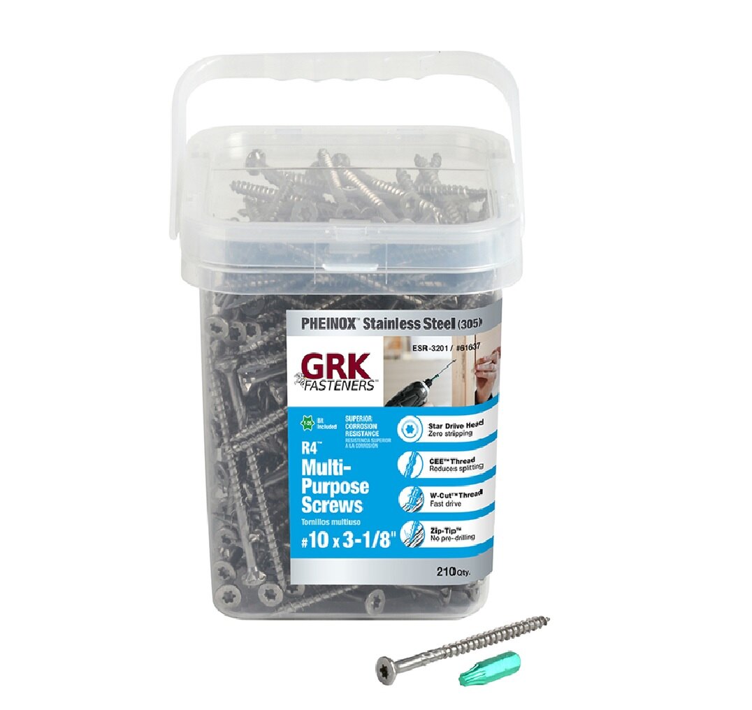 Deck Screw, #10 x 3-5/32 in, 18-8 Stainless Steel, Flat Head, Torx Drive, 210 PK