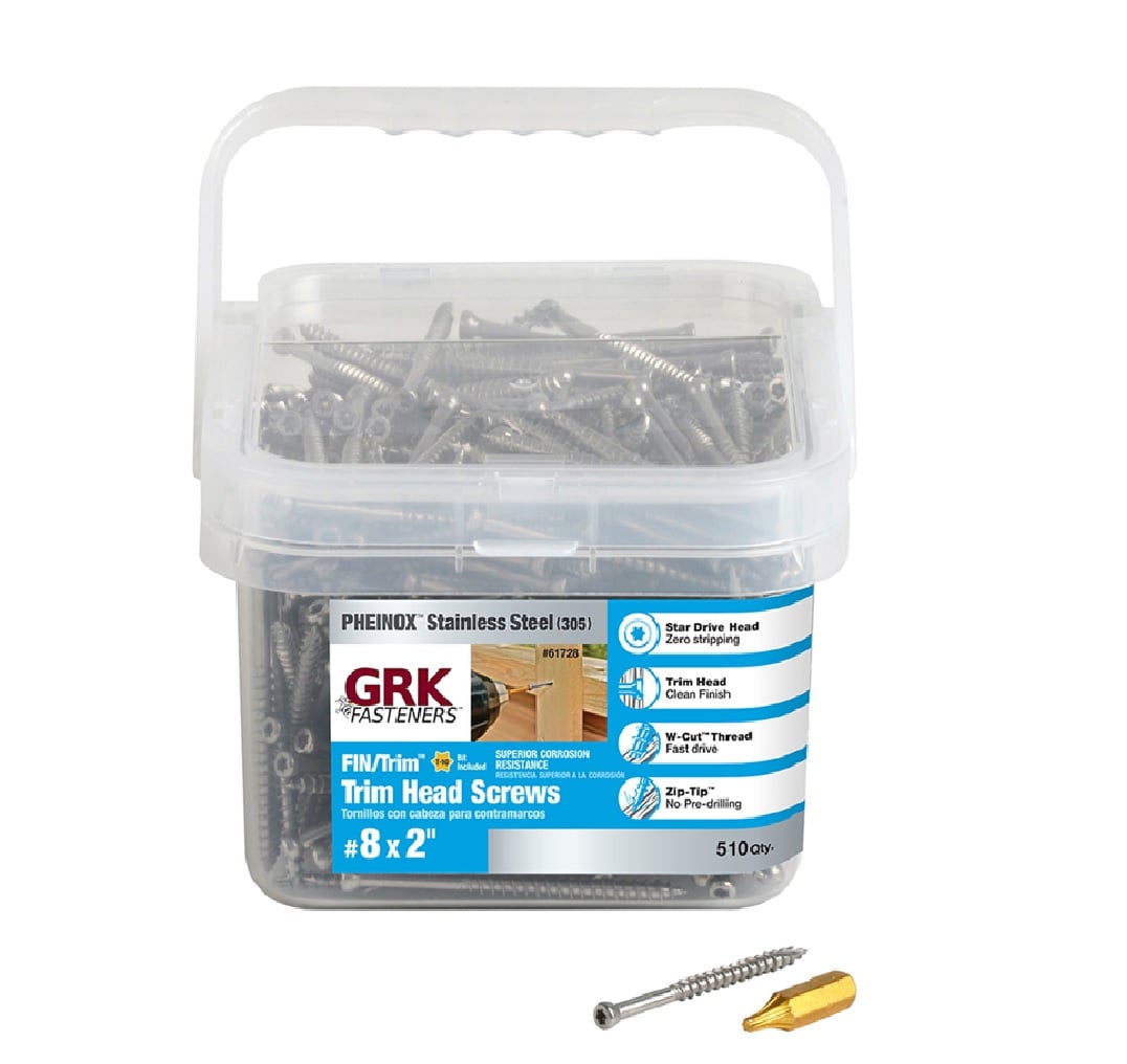 No 8 x 2 in. 305 Stainless Steel Trim Head Screw