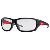 Safety Glasses - Red & Black - Clear Frame - Anti-Fog & Anti-Scratch Lenses