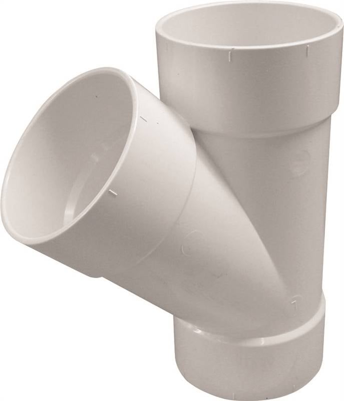 CANPLAS Sewer Pipe Wye, 4 in, Hub, PVC, White, SCH 40 Schedule