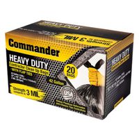 Commander HeavyDuty Contractor CleanUp Bag, 42 gal Capacity, Polyethylene, Black