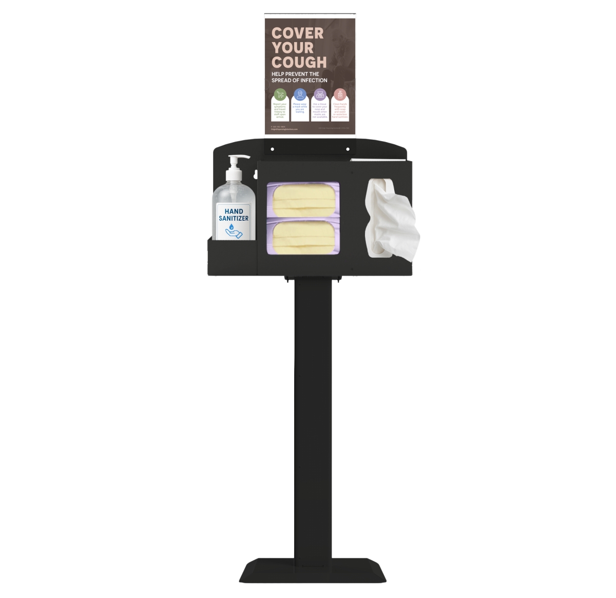 HS10K04BK Steel Hygiene Station Stand Kit, Black