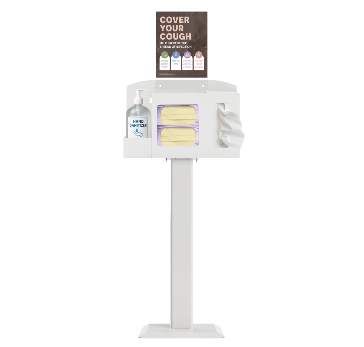 HS10K04WH Steel Hygiene Station Stand Kit, White