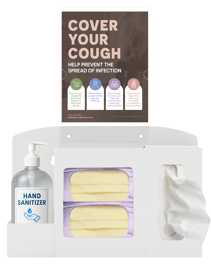 HS10S04WH Steel Hygiene Station Bundle Gel Bottle, White